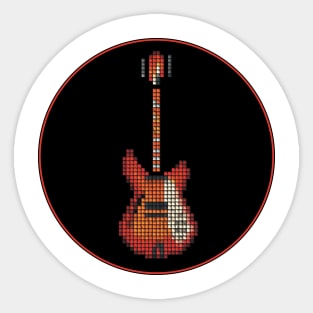 Tiled Pixel 360 12-String Guitar in a Black Circle Sticker